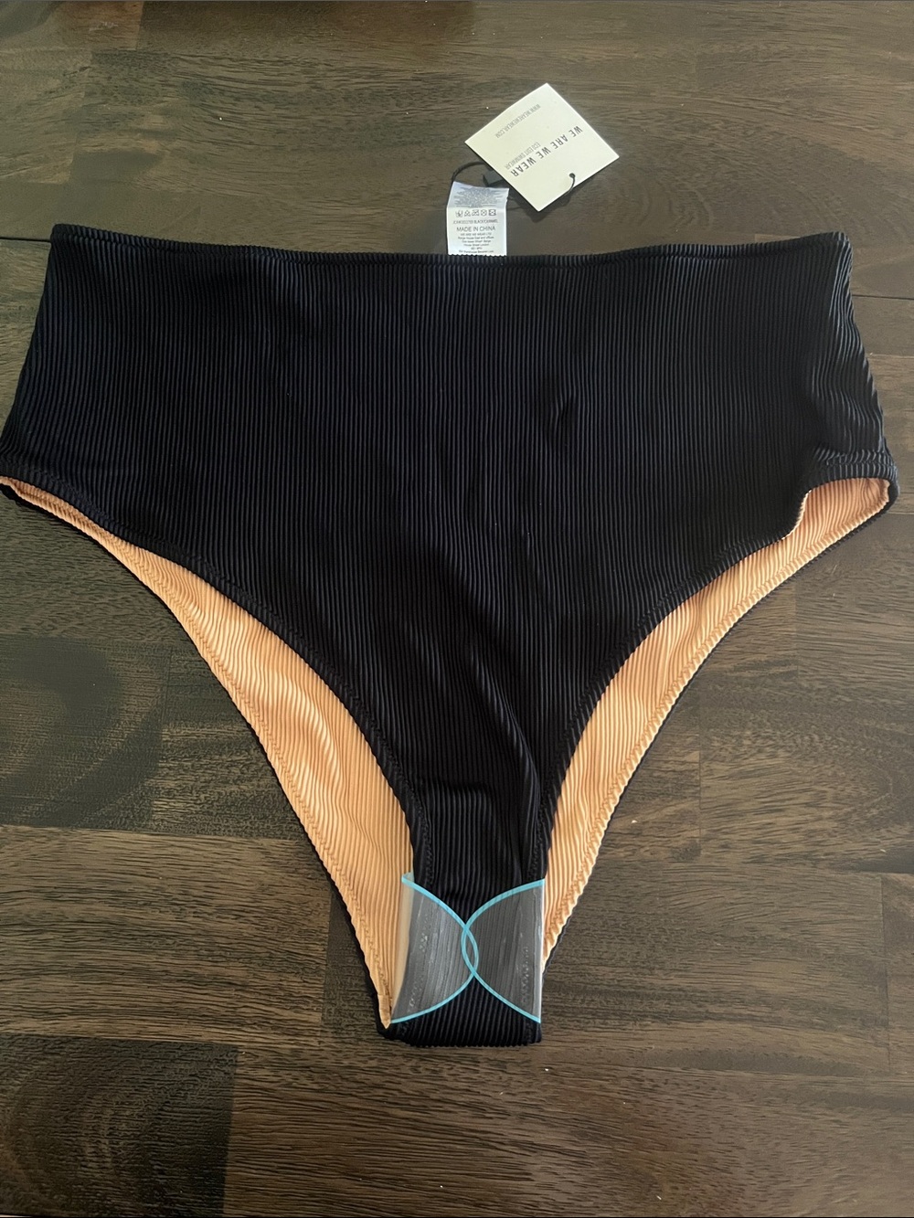 We Are We Wear Tia high waist reversible bikini brief black caramel XL 16 18 NWT